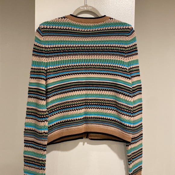 Marled long sleeve cotton and acrylic striped cardigan. Size M - Picture 5 of 5